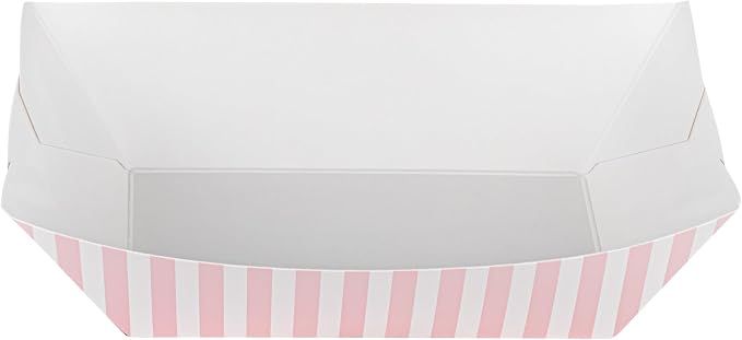 Restaurantware-Bio Tek 1 Pound Food Trays, 50 Disposable Paper Food Trays - Heavy-Duty, Greaseproof, Striped Paper Food Boats, For Snacks, Appetizers, Or Treats, Use At Parties Or Carnivals - Image 9