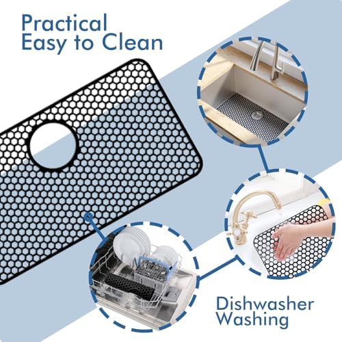 Bestjing Silicone Sink Protectors for Kitchen Sink-26"x 14" Rear Drain - Image 6