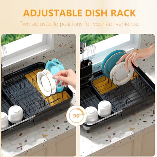 Expandable Dish Drying Rack,Dish Rack for Kitchen Counter-Dish Drainer with Efficient Drainage, Drainboard Set, and Utensil Holder, Over the Sink Dish Drainer Drying Rack - Image 6