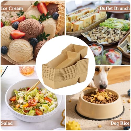 200 PCS 2 Compartment Disposable Paper Boats for Serving Food Disposable Kraft Nacho Boat Grease Resistant Snack Serving Tray with Sauce Holder Heavy Duty Nacho Trays Paper Food Snack Holder - Image 7
