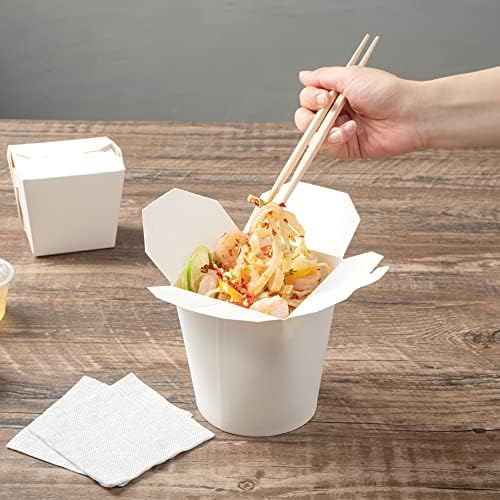 Restaurantware 32 oz Round White Paper Noodle Take Out Container, 50 Pack - Image 6