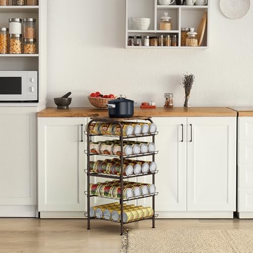 smusei Water Bottle Organizer 5 Tier Free Standing Water Bottle Holder Rack Large Capacity Bottled Water Storage Rack Metal Soda Can Beverage Drink Stand Shelf for Kitchen Pantry Office, Brown - Image 6