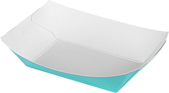 Restaurantware-Bio Tek 4 Ounce Paper Boats, 50 Disposable #25 Food Trays - PE Lining, Durable, Turquoise Paper Food Baskets, For Concession Stands, Picnics, or Fairs, Stackable - Image 9