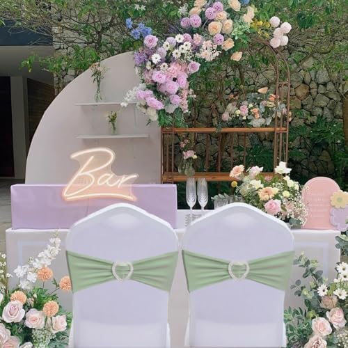 Sage Green Chair Sashes 60 Pack Spandex Sage Green Sashes for Chairs Stretch Chair Sashes Clearance with Heart Buckle Slider for Wedding Banquet Party Decorations - Image 7
