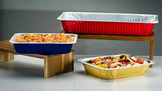 Tiger Chef Half Size Pink Disposable Aluminum Foil Steam Table Baking Pans, 12.75in x 10.38in x 2.5in Deep disposable Chafing Pans 5-Pack - Image 4