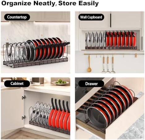 Housolution Pot and Pan Lid Organizer Holder Storage Rack, Bronze - Image 6