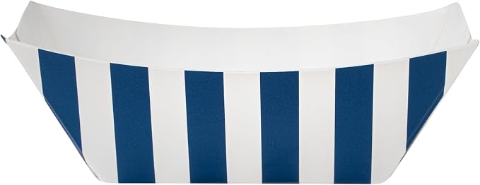 Restaurantware-Bio Tek 2 Ounce Food Trays, 400 Disposable Paper Food Trays - Greaseproof, Stripe Design, Blue And White Paper Food Boats, For Snacks, Appetizers, Or Treats, Use At Party Or Carnival - Image 9