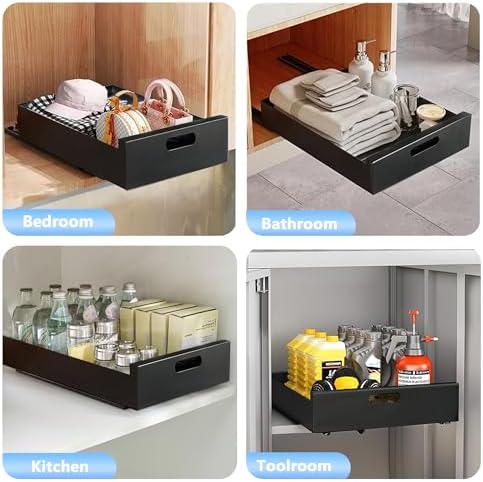 bealy 21'' Deep Pull Out Cabinet Organizer, 10'' Wide Sturdy Pull Out Drawers for Face Frame or Frameless Cabinets Adhesive, Slide Out Shelves for Pantry,Kitchen, Bathroom and Living Room - Image 5