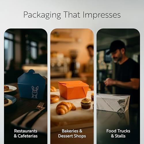 Restaurantware Paper Food Box 50 Count 45 Oz Leakproof Paper Lunch Box Greaseproof Food Container Tab-Lock Design 6.73 x 5.5 x 2.6 Inches Black - Image 6