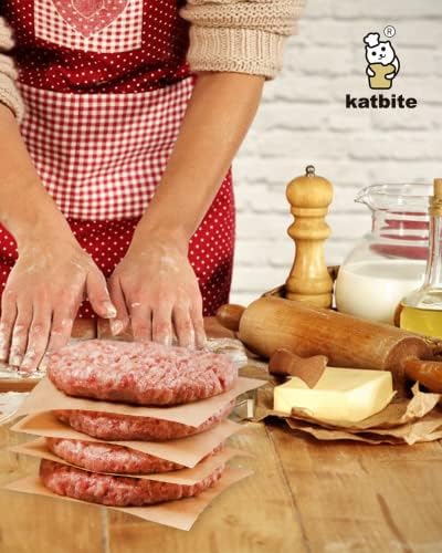 Katbite 300Pcs 6x6 Inches Patty Paper, Burger Patty Paper, Unbleached Parchment Sheets, Heavy Duty & Non-Stick, Squares for Seperating Patty, Cookies, Storing Foods Wrapping Candies | Unbleached Parchment Sheets heavy duty, ideal for separating patties... - Image 6