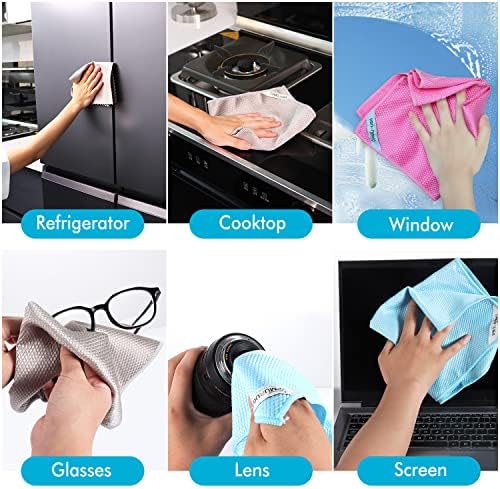 Streak Free Window Cleaning Cloth Miracle Microfiber Cloths for Glass,Kitchen,Counter,Mirror Lint Free Dish Drying Cloths Glass Polishing Rag,All-Purpose,Reusable,Fish Scale Nanoscale towel Pack of 12 - Image 6