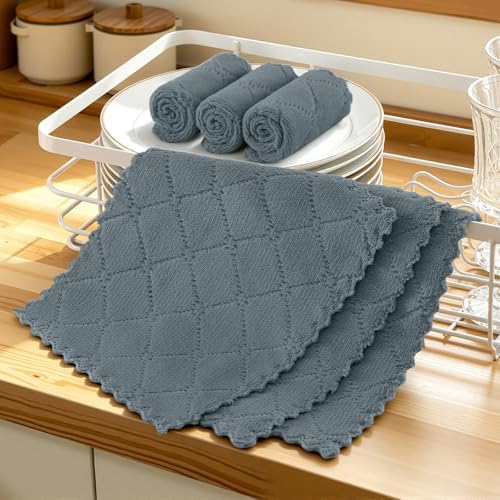 Homaxy Super Soft 12 Pack Coral Velvet Dish Cloths, 7" x 9", Dark Grey - Image 6