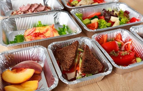 95 Pack Aluminium Foil Trays with Lids Containers Strong and Large Tin Foil Food Take Away Container Disposable Food Take Out Box with Lid|Mixed Sizes (65×0.5L + 30×0.75L) | - Image 7