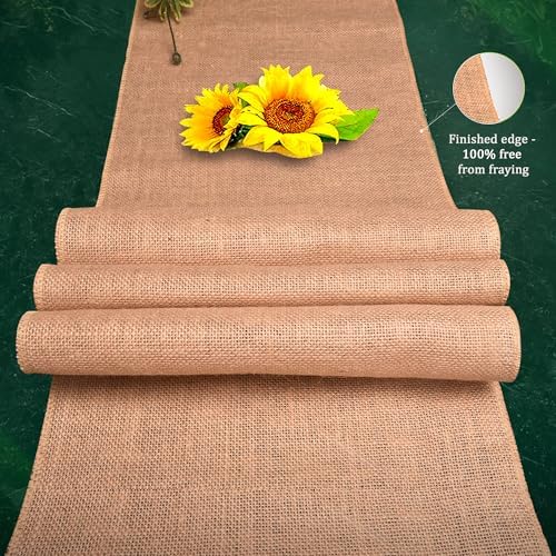 Burlap Table Runners (Pack of 6) – 14”x 108” - No-Fray Finished Edge Premium Quality Natural Table Runner – No Odor, Eco-Friendly Burlap Runner, Perfect for Rustic Table Decor and Other DIY Crafts - Image 6