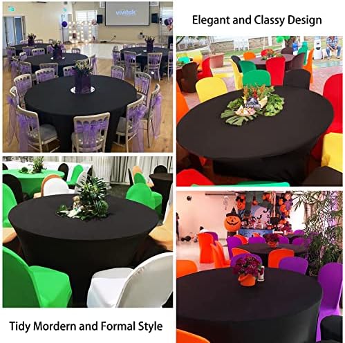 2 Pack 5FT Round Spandex Tablecloth 60" Round Elastic Table Cover Washable Wrinkle Resistant Fitted Table Cloth for Wedding Party Birthday Banquet Bar Events(Black) - Image 6