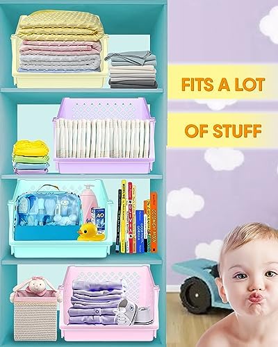 Large Stackable Storage Bins Open Front for Pantry Storage, 4 Pack - Multi - Image 7