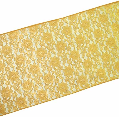 Zen Creative Designs 10 Pack Floral Lace Table Runner Sheer Lace Event Party Wedding Table Decor (12" by 60", Marigold) - Image 2