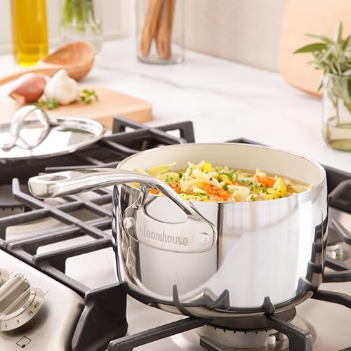 Bloomhouse - Two Time Oprah's Favorite Things Winner - 3-Quart Tri-Ply Stainless Steel Saucepan – Non-Stick, Non-Toxic Pro Ceramic Interior, Durable Cooking Pot for Sauces and Simmering - Image 6