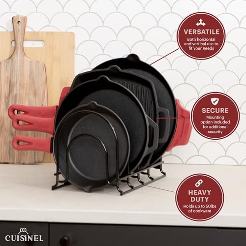 Cuisinel Pan Organizer for Cast Iron, Silicone-Coated 12" Skillet Rack, 2 Pack - Image 6