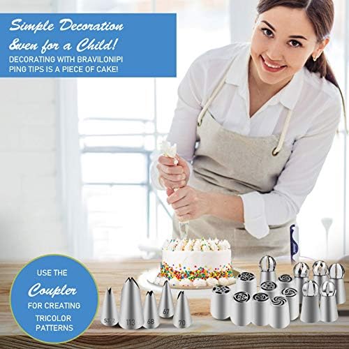 NANASO 20 PCS Stainless Steel Russian Piping Nozzles Set, Silver, Icing-tips for Cakes Cookies Decoration - Image 7