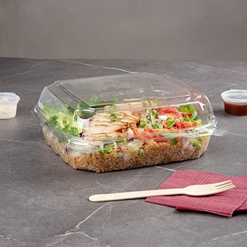 Restaurantware 39 oz Square Clear Plastic Clamshell Container, 100 Pack - Image 6
