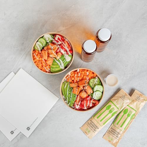 Restaurantware Compostable Paper Food Containers 50 Pack Of 37 oz BPI-Certified Round Kraft Salad Bowls Disposable Grease-Resistant Meal Prep Take Out Containers For Ice Creams, Soups, Snacks - Image 6
