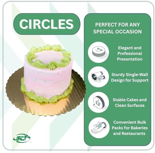 Southern Champion Tray 1610 9" Sturdy Corrugated Single Wall Cake Circle, Greaseproof, Gold Metallic (Case of 200) - Image 3