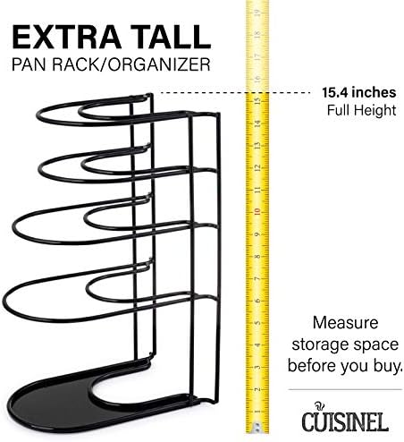 Cuisinel Pan Organizer for Cast Iron, Extra Large 5-Tier Rack, Black 15.4" - Image 6