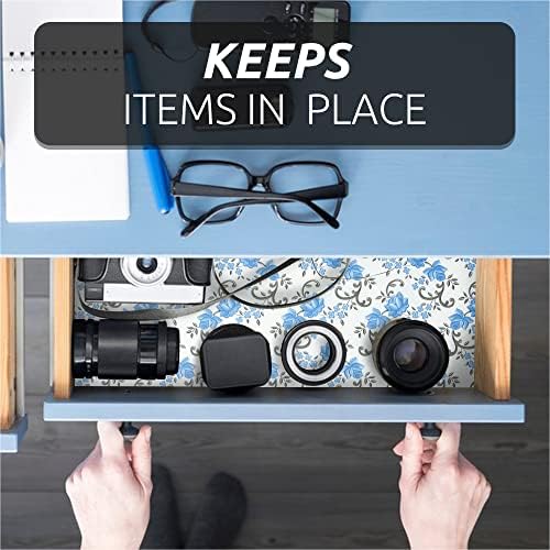 FIFTY FEET 18X96 Inch Shelf Liner for Kitchen Cabinets, PVC Drawer Liner for Dresser Non-Slip Bathroom, Non-Adhesive Cabinet Liner Washable (Blue Floral)(3 Roll) - Image 6