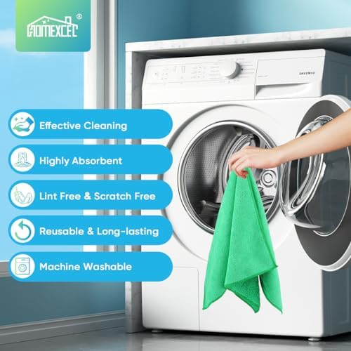 HOMEXCEL Green Microfiber Cleaning Cloth, Microfiber Towels for Car, 12 PK - Image 6