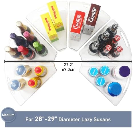 Leeden Lazy Susan Organizer for 28" Diameter Corner Lazy Susan, Plastic Kitchen Cabinet Storage Bins with Handle, 6 Packs, 1/8 Wedge - Food Safe, BPA Free - Image 6