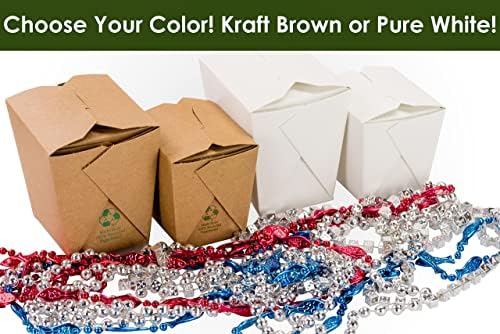 Recyclable 8oz 16oz Brown Chinese Takeout Boxes 100pk. 50 Each 16 and 8 Ounce Leakproof, Greaseproof To Go Containers For Restaurants and Food Service. Best Value Bulk Pack Microwaveable Meal Pails - Image 7