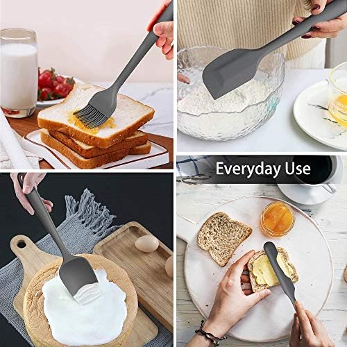 LIANYU 15-Piece Cooking Kitchen Utensils Set with Holder | Silicone Kitchen Tools Stainless Steel Handle, Slotted Spatula Spoon Turner Tong Whisk Brush for Cooking, Gray - Image 7