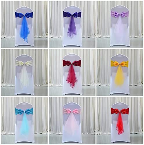 100Pcs Stretch Satin Chair Sashes Bows Chair Bands Decor for Hotel Wedding Reception Party Event Chair Cover Decoration Yellow - Image 5