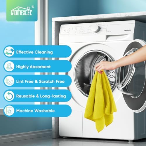 HOMEXCEL Yellow Microfiber Cleaning Cloth, Microfiber Towels for Car, 12 PK - Image 6