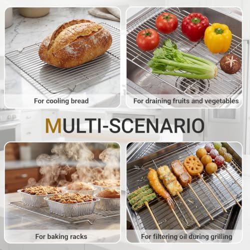 Lounsweer 8 Pcs Cooling Racks, 24L X 16W X 1H Stainless Steel Wire Rack for Baking Sheet, Large Cookie Cooling Rack, Oven Safe Cooking Racks for Sheet Pan, Dishwasher Safe - Image 6