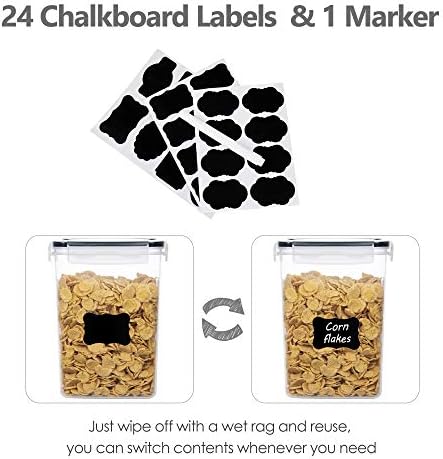 CHEFSTORY Airtight Food Storage Containers Set, 14 PCS Kitchen Storage Containers with Lids for Flour, Sugar and Cereal, Plastic Dry Food Canisters for Pantry Organization and Storage | BPA-Free Kitchen Organizers with Lids, For Flour, Sugar & Cereal, ... - Image 7