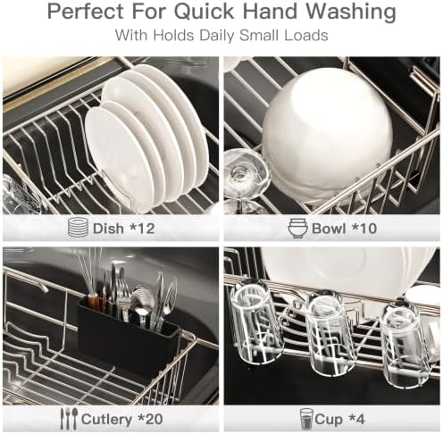 MAJALiS Dish Drying Rack Over The Sink with Utensil Holder, Drainboard - Image 7