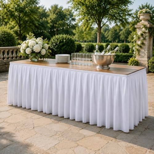 Surmente 14ft White Table Skirt for 6-8 Foot Rectangle Tables - Image 6