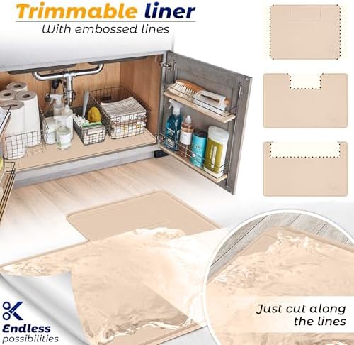 The Original Under Sink Mat - Silicone Waterproof mat, Trimmable, Easy to Clean, Kitchen cabinet liner, Under sink protector mats, Drip Tray with Lip - 28" x 19" or smaller - Image 7