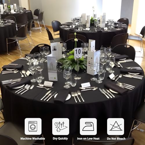 12 Packs 120 Inch Black Round Tablecloths - Image 7