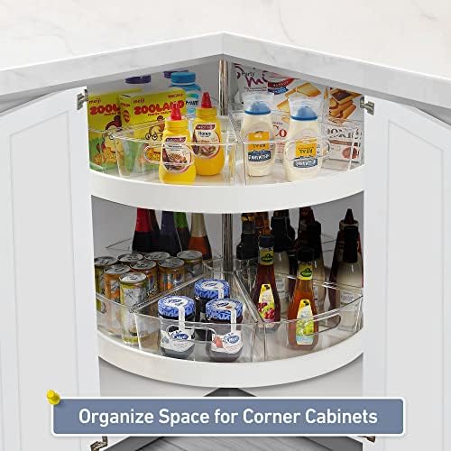 Leeden Lazy Susan Organizer for 28" Diameter Corner Lazy Susan, Plastic Kitchen Cabinet Storage Bins with Handle, 8 Packs, 1/8 Wedge - Food Safe, BPA Free - Image 6