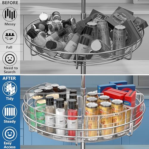 JOWBOOW Lazy Susan Organizer Bins for 26"-27" Diameter Corner Cabinet Lazy Susan, 6 Pack, Clear Plastic Cabinet and Pantry Storage Bin, 1/8 Wedge-Food Safe, BPA Free - Image 6
