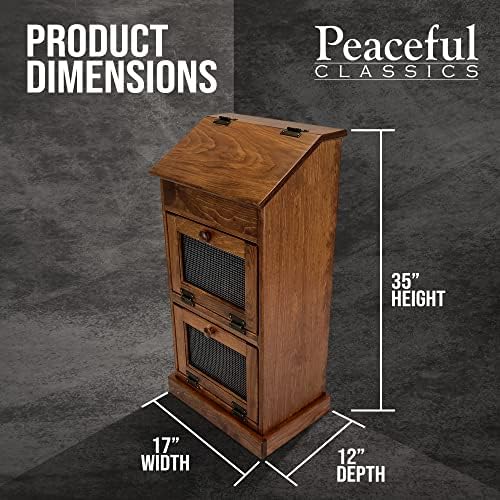 Peaceful Classics Wooden Bread & Veggie Storage Bin w/Lid, Decorative Potato & Onion Bin, Cherry - Image 6