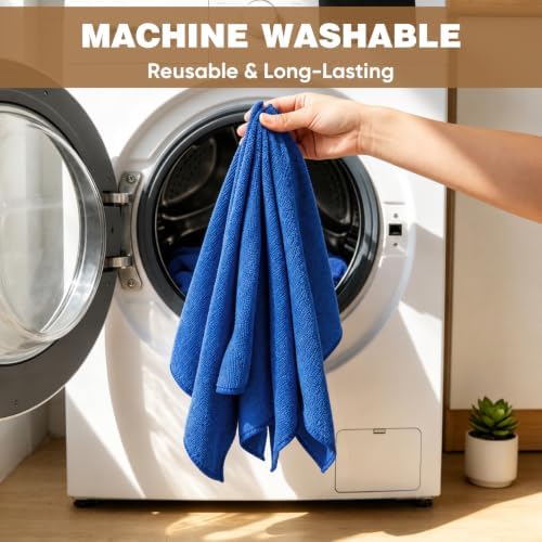 TEAWOO 10 PCS Navy Blue Microfiber Cleaning Cloths, Assorted Cleaning Rags - Image 6
