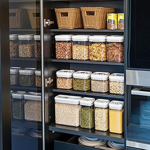 Felli Flip Tite Food Storage Container 5" LARGE 5pk Set + No Residue Label, Airtight Lid Easy Lock Top Stackable, Plastic Canister Jar for Pantry Kitchen Fridge Organizer Pasta Protein Powder Spice - Image 6