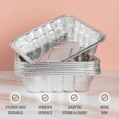PLASTICPRO Disposable 10'' X 10'' X 3'' Inch Square Aluminum Tin Foil Baking Pans Bakeware - Cookware Perfect for Baking Cakes, Breads, Brownies, Bread, Meatloaf, Lasagna, Pack of 25 - Image 5