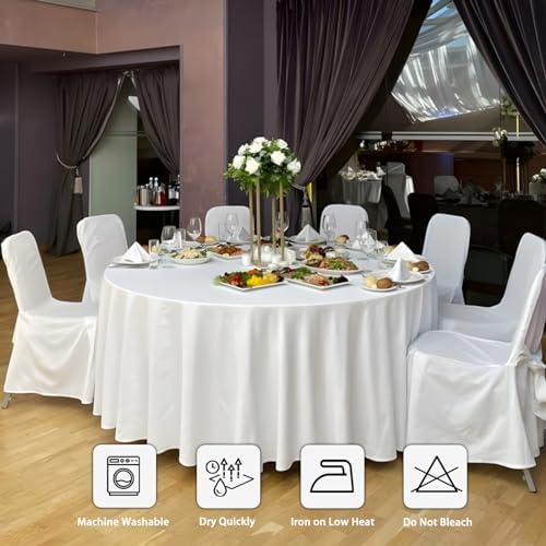 8 Packs 108 Inch White Round Tablecloth - Image 7