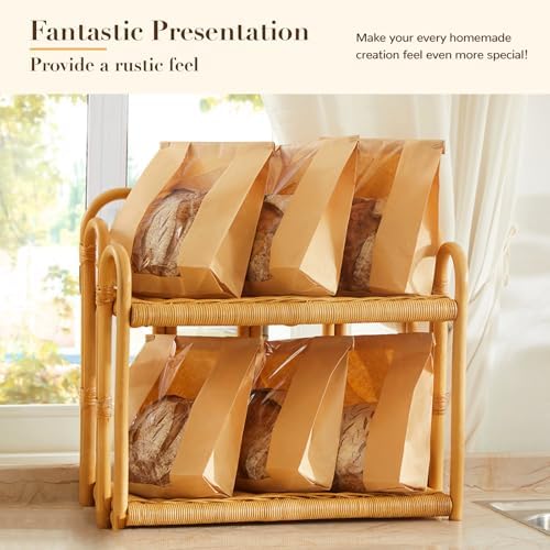 100 Pack Small Paper Bread Bags for Homemade Sourdough Bread, 7x3×11.5 Inches Resealable Tin Tie Tab Bakery Bags with Window for Half Loaves, Round Sourdough and Dozen Cookies - Image 6