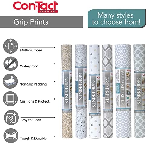 Con-Tact Brand Grip Prints Shelf Liner, Durable and Non-Adhesive Liners, Non-Slip Drawer and Cabinet Liner, 18" x 4', Talisman Pale Gray, Pack of 1 Roll - Image 6